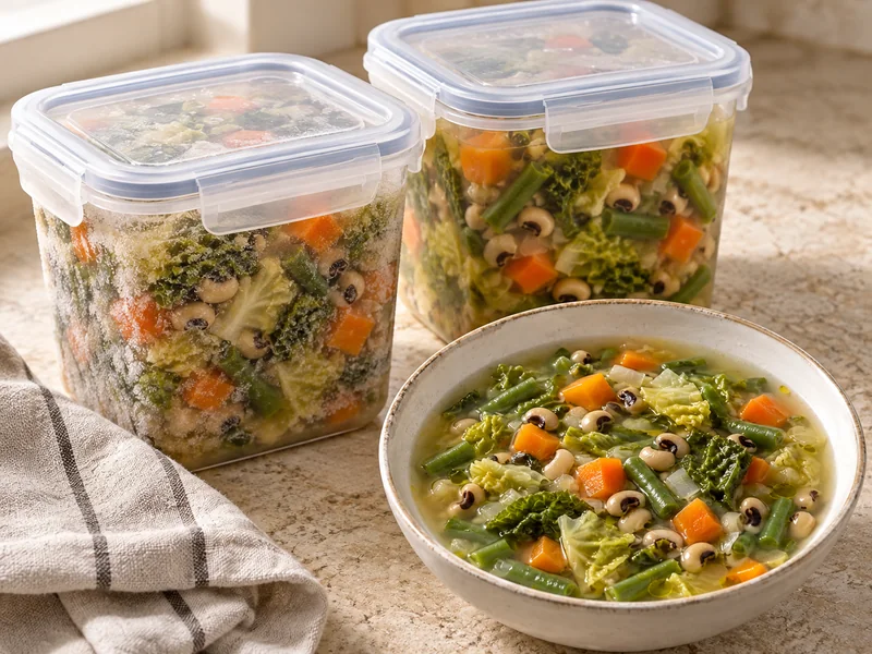 Sopa de legumes com feijão-frade